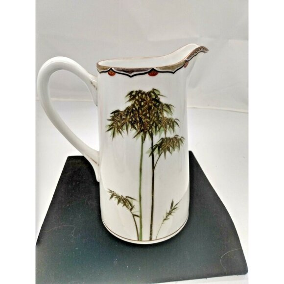 Asian Hand Painted Ceramic Pitcher - Bamboo Trees 6.5" Tall - Marked - Picture 5 of 10